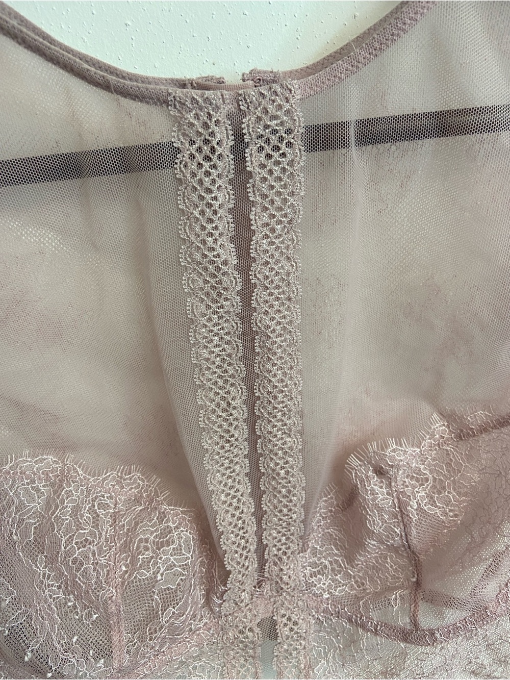Victoria's Secret Lace Mesh Crop Camisole in Dusty Rose Medium Top Shirt Pink - Picture 10 of 15